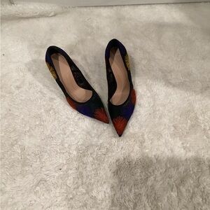 Zara Black Pointed Pumps with Multicolor Embroidery